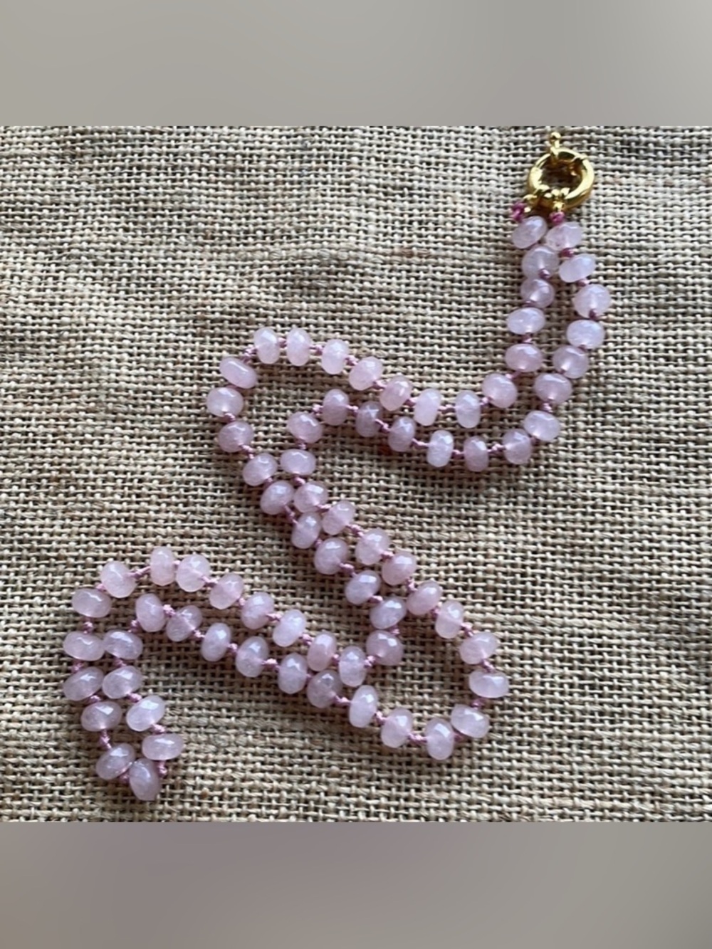 Pink Rose Quartz Stone 8mm Necklace Knotted New Handmade 2026 In style